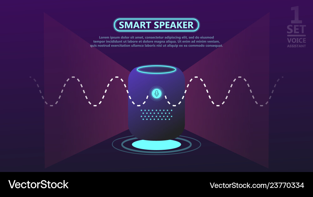Smart Speaker Voice Assistant Technology Vector Image