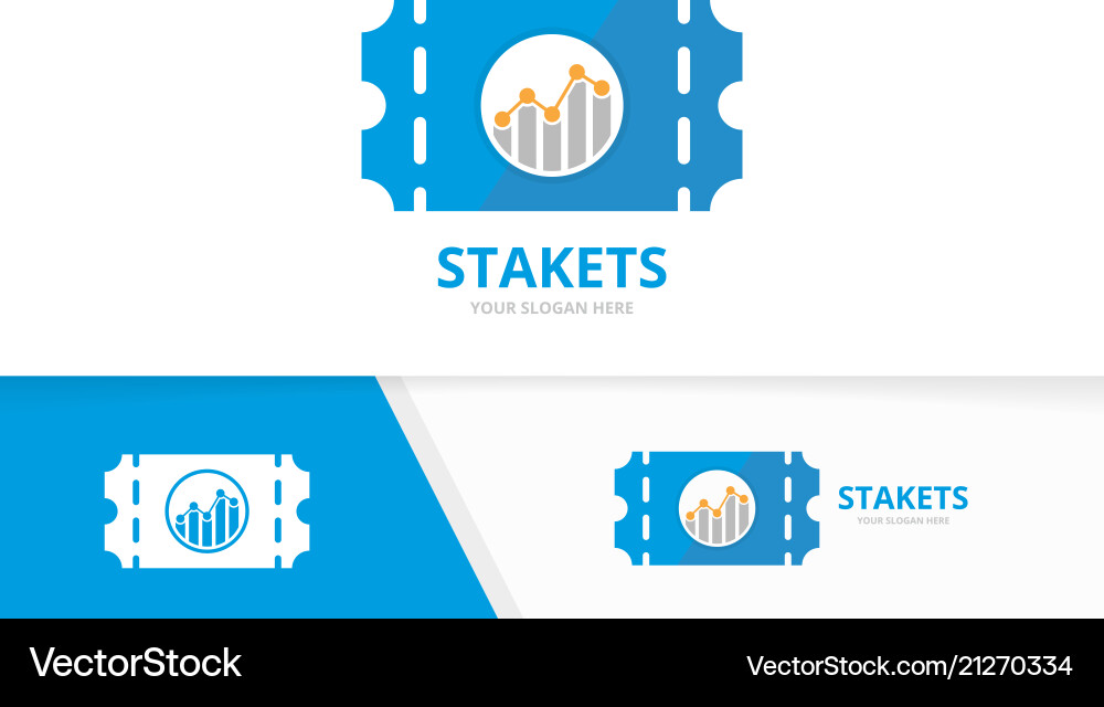 Ticket and graph logo combination ducket Ticket and graph logo combination ducket vector image