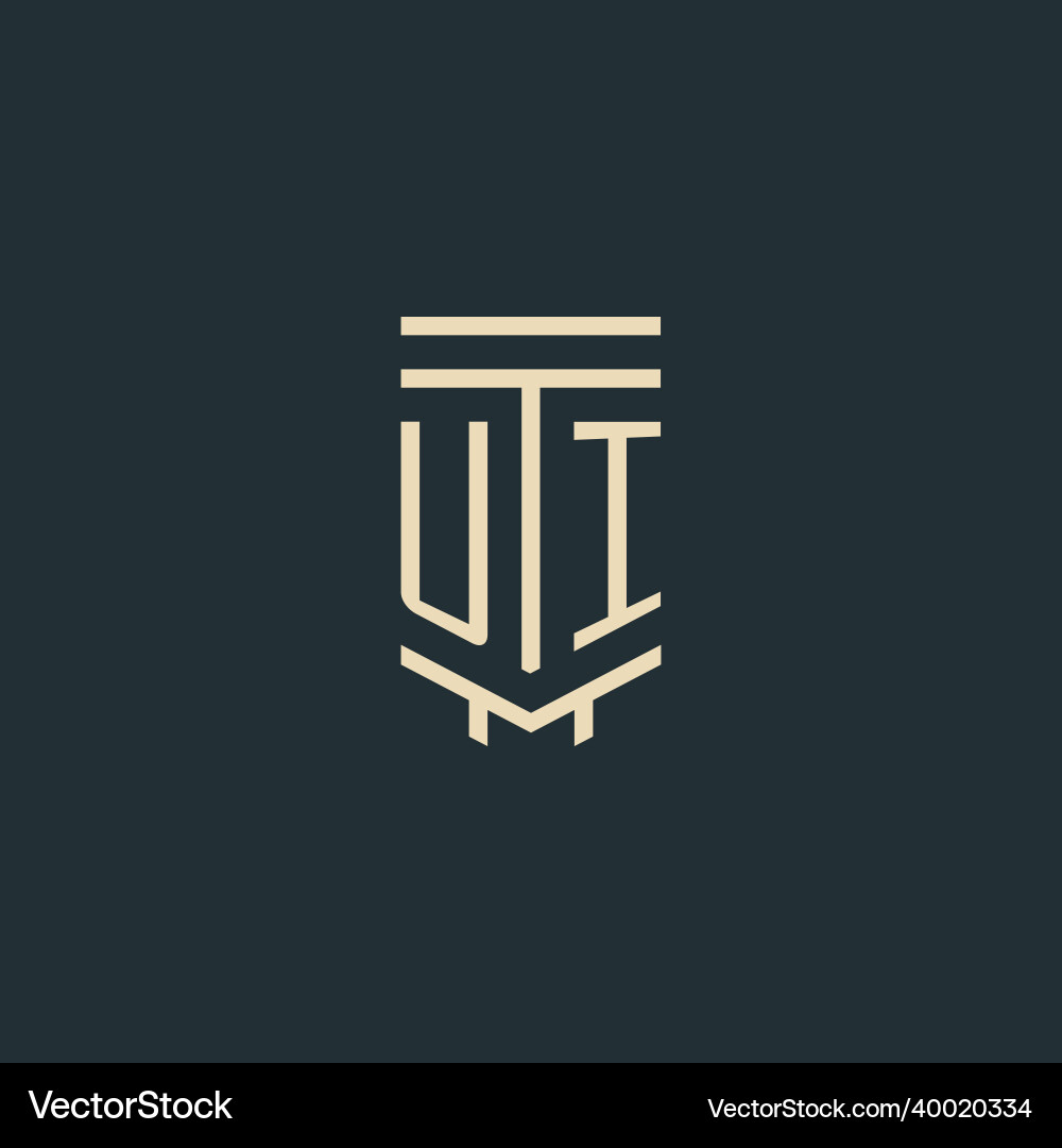 Ui initial monogram with simple line art pillar Vector Image
