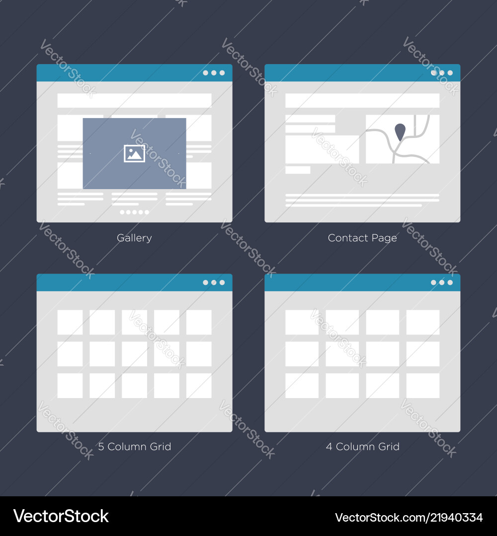 Website wireframe layouts ui kits for site map vector image