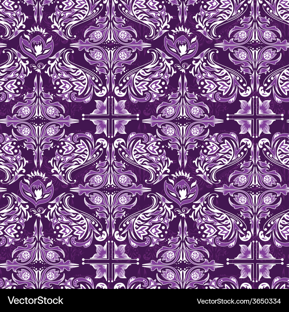 Purple And White Damask Vector Vector Damask Vintage Vector & Photo