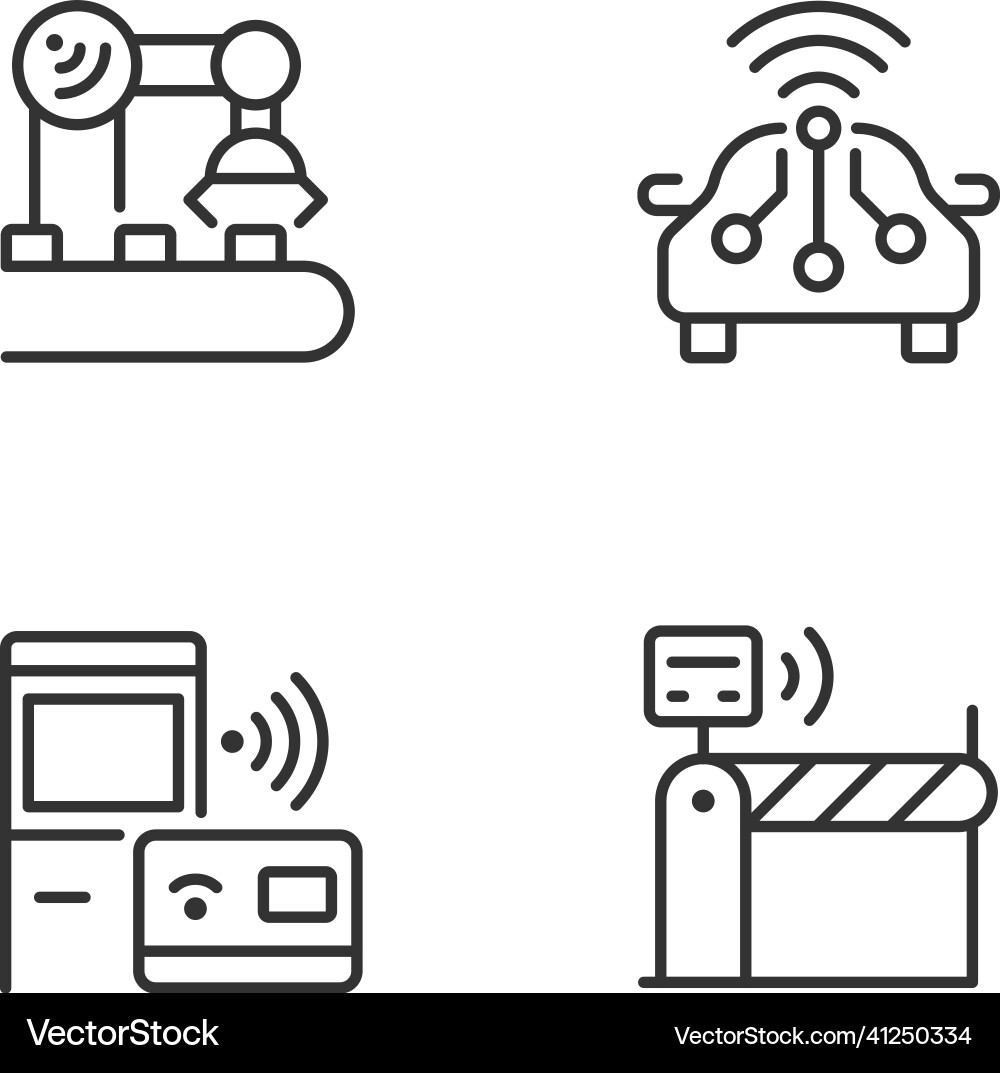 Wireless technologies pixel perfect linear icons Wireless technologies pixel perfect linear icons vector image