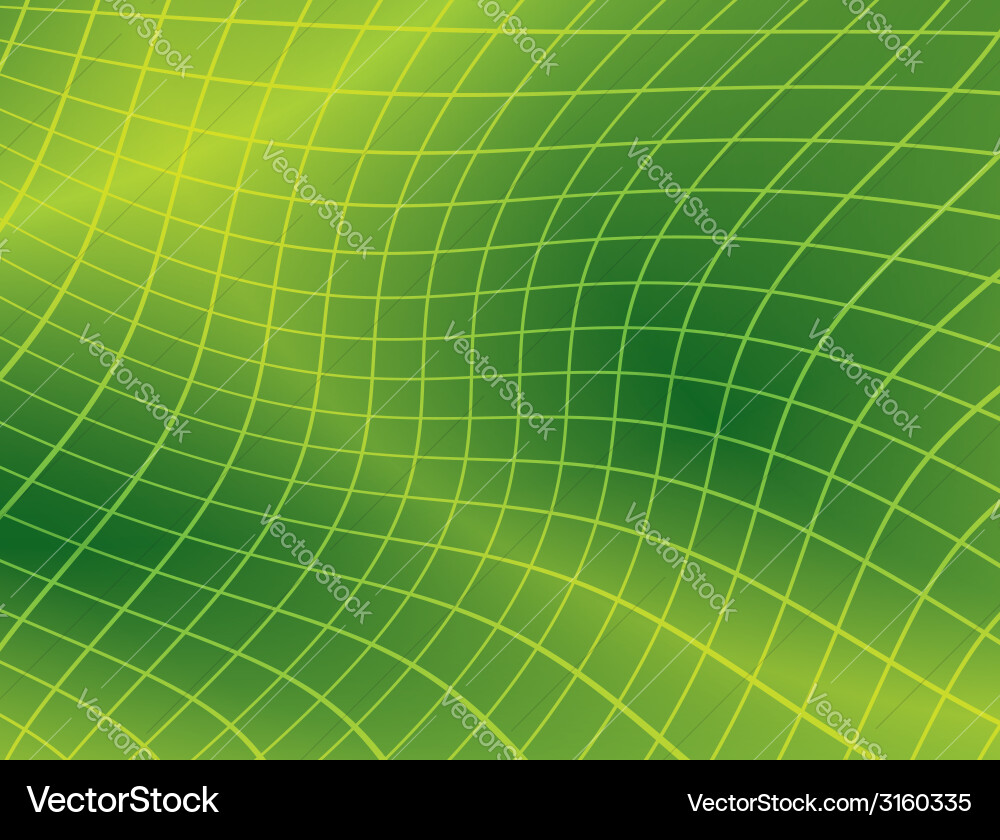 Bright green background with distorted grid vector image