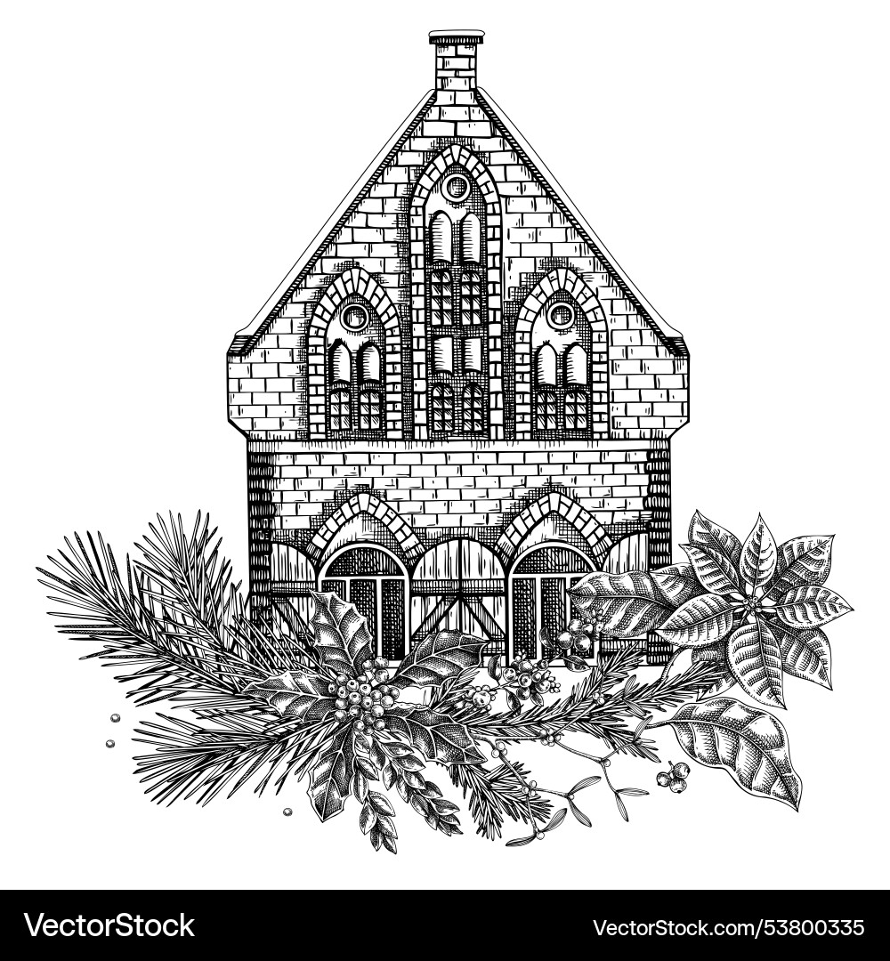 Christmas card design european architecture Christmas card design european architecture vector image