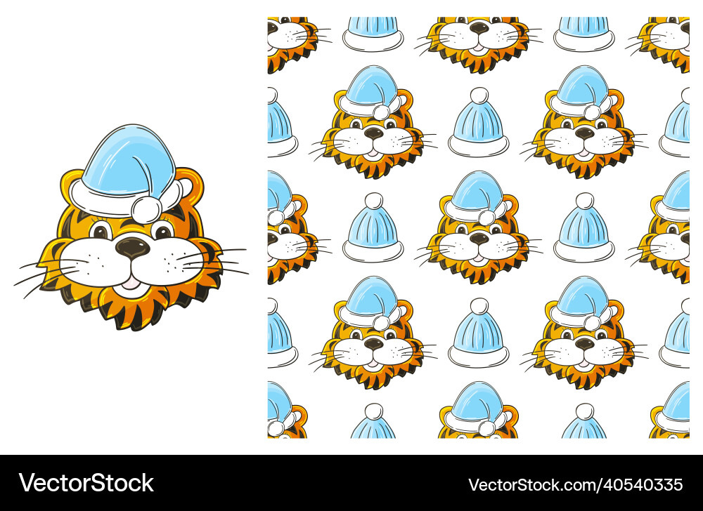 Cute set of element and seamless pattern ideal Cute set of element and seamless pattern ideal Vector Image