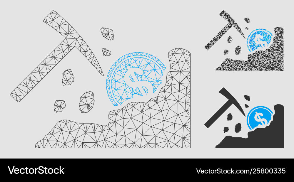 Dollar mining hammer mesh network model Dollar mining hammer mesh network model vector image