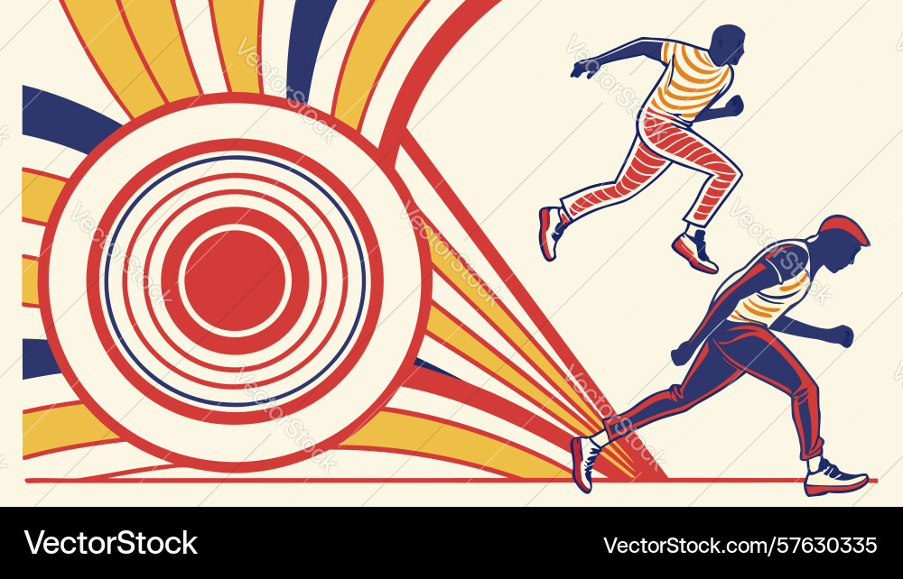 Dynamic running figures abstract art design Vector Image