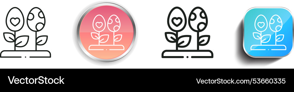 Easter eggs icon thin linear regular and button Easter eggs icon thin linear regular and button vector image