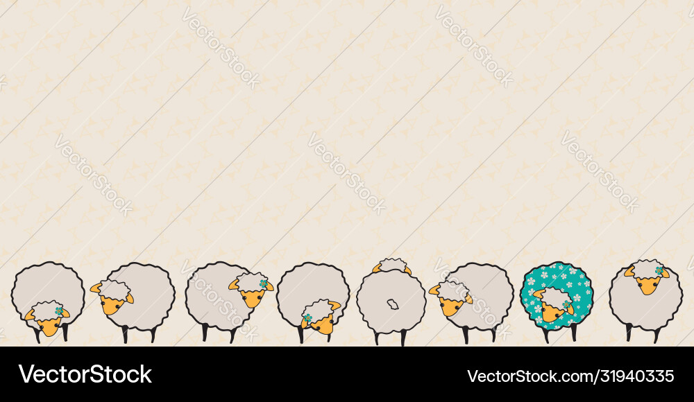Flowered Sheep Border Pattern vector image