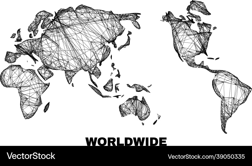 Linear irregular mesh worldwide map Vector Image