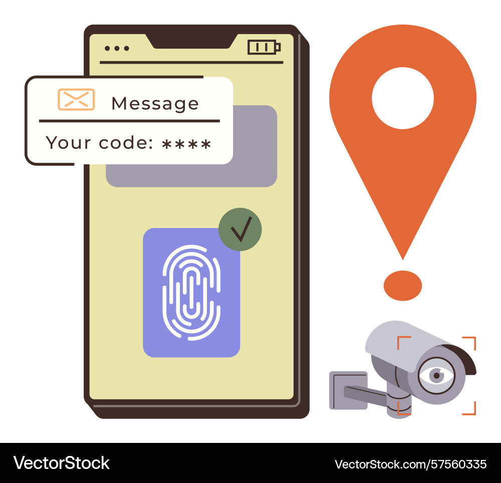 Mobile security layers with fingerprint Vector Image