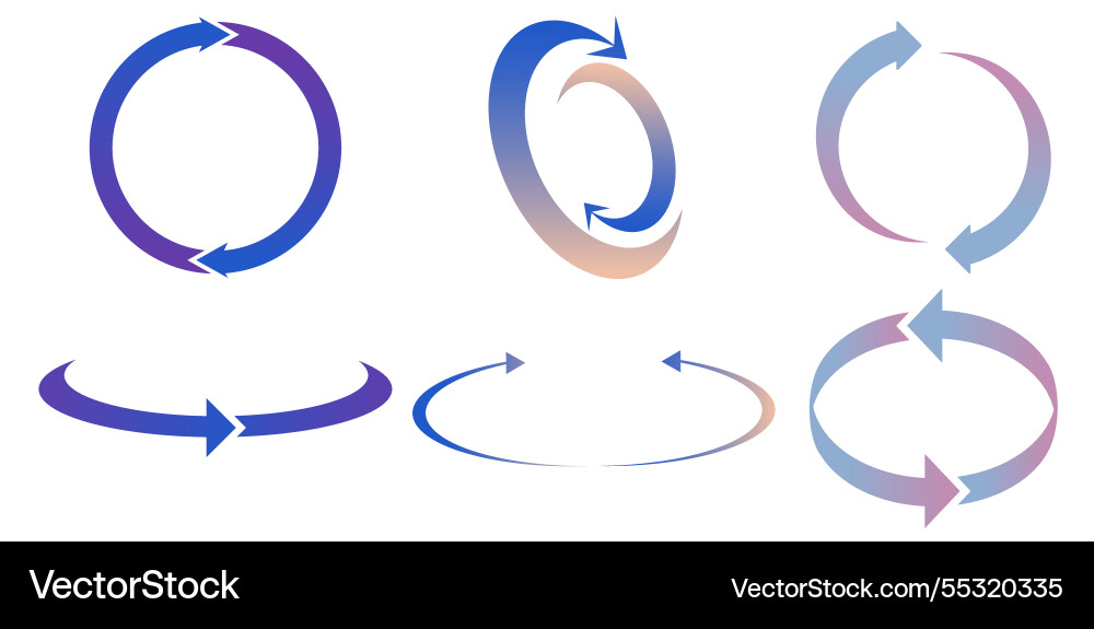 Rotation arrows icon reload set Rotation arrows icon reload set vector image
