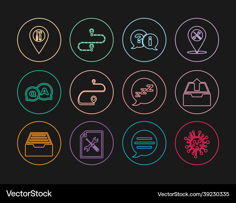 Set line bacteria upload inbox question Set line bacteria upload inbox question vector image