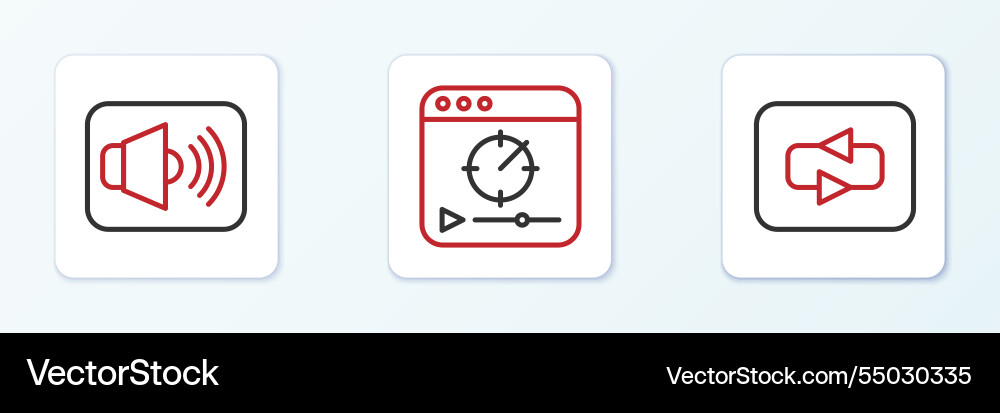 Set line repeat button speaker volume and online Set line repeat button speaker volume and online vector image