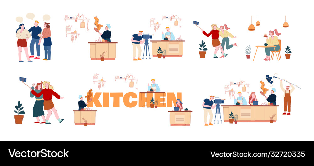 Set male and female characters communicate Set male and female characters communicate vector image
