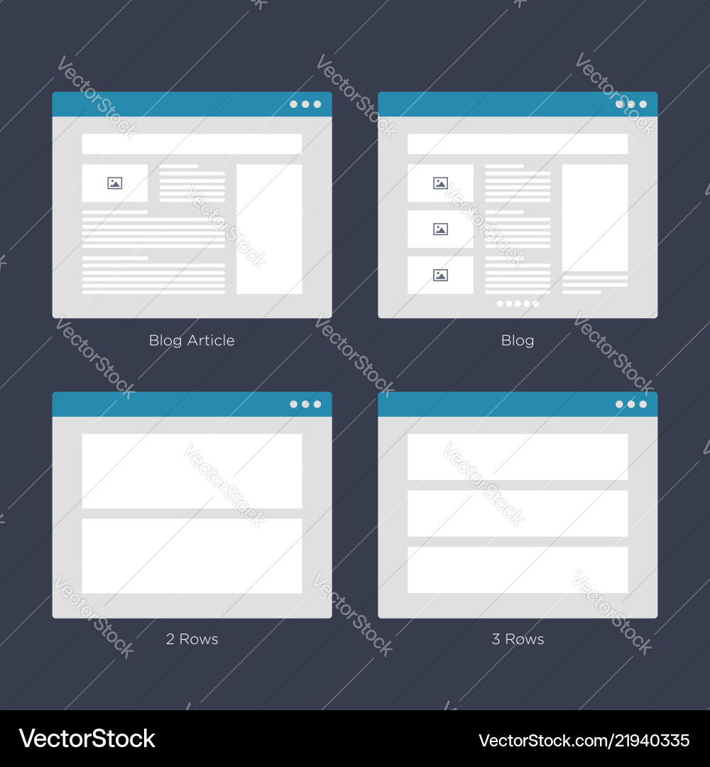 Website wireframe layouts ui kits for site map vector image