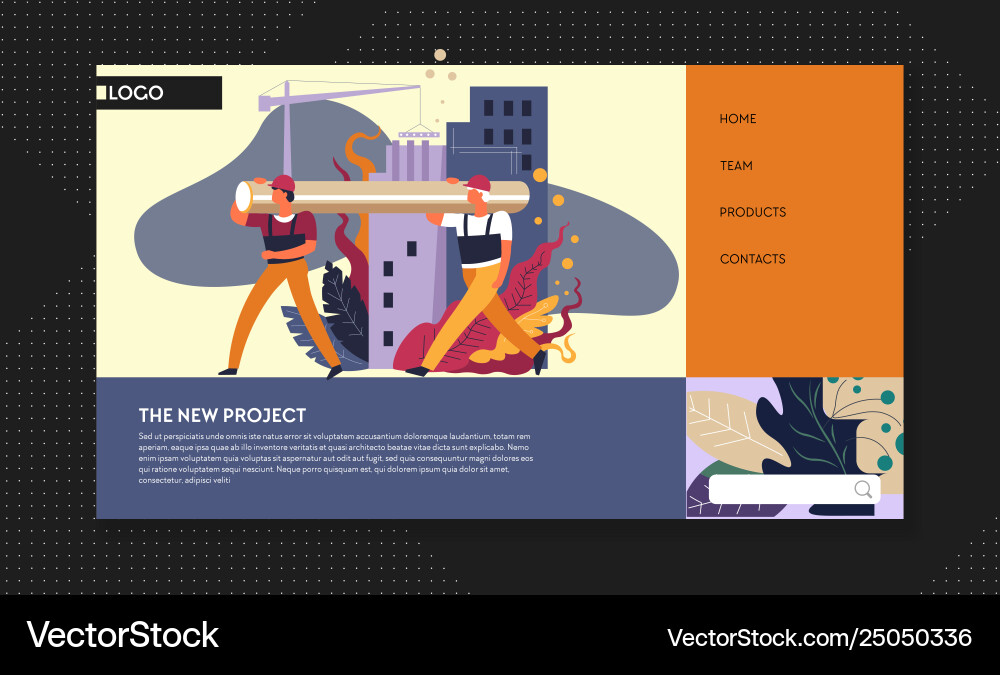 Building project and construction works web page Building project and construction works web page vector image