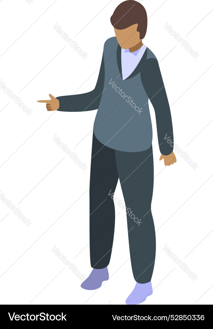Businessman pointing aside while explaining Businessman pointing aside while explaining vector image