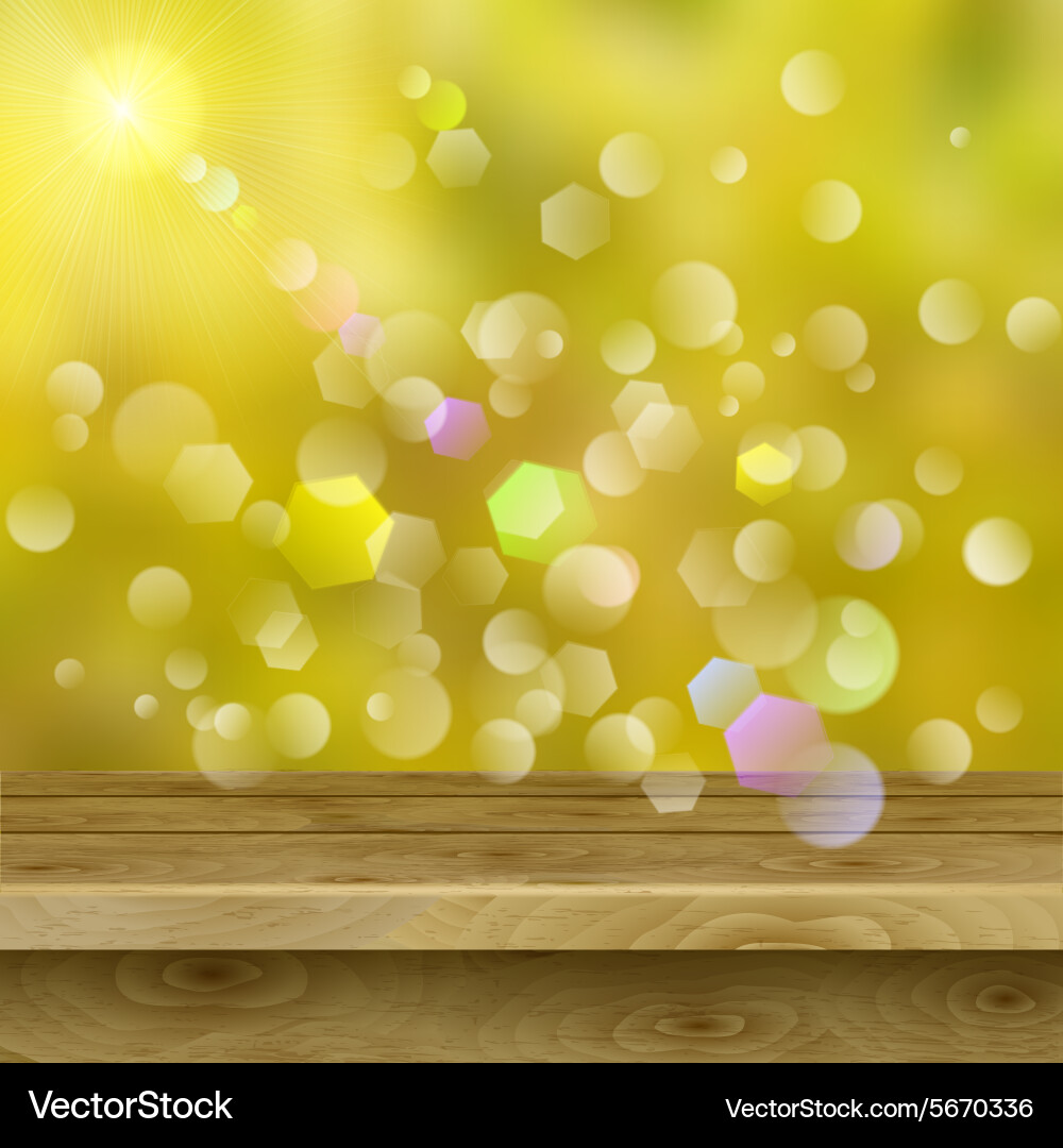 Empty table of wooden planks on autumn background vector image