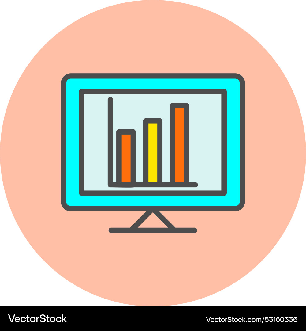 Graph line filled circle icon Vector Image