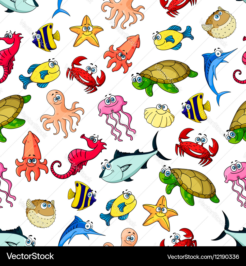 Ocean Animals Seamless Pattern vector image