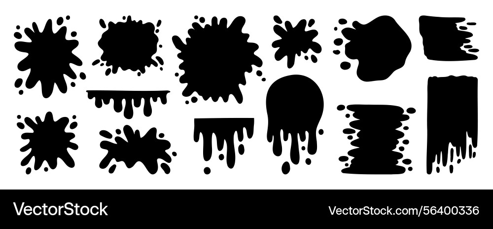 Paint splatter and different blob splash shapes Paint splatter and different blob splash shapes vector image