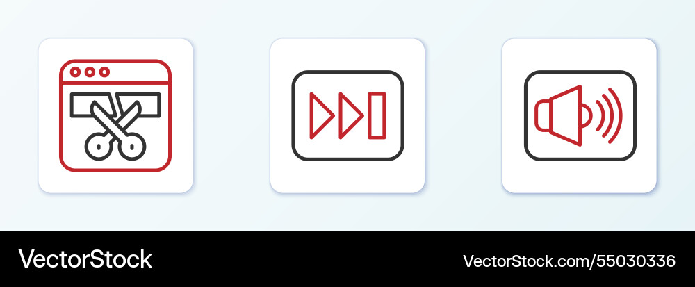 Set line speaker volume video recorder or editor Set line speaker volume video recorder or editor vector image