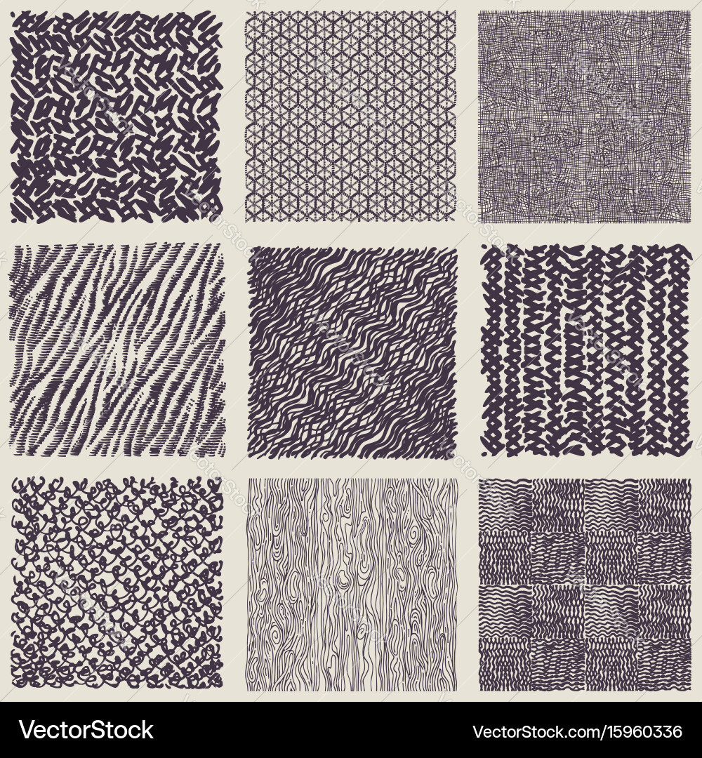 Set of hand drawn marker and ink patterns vector image