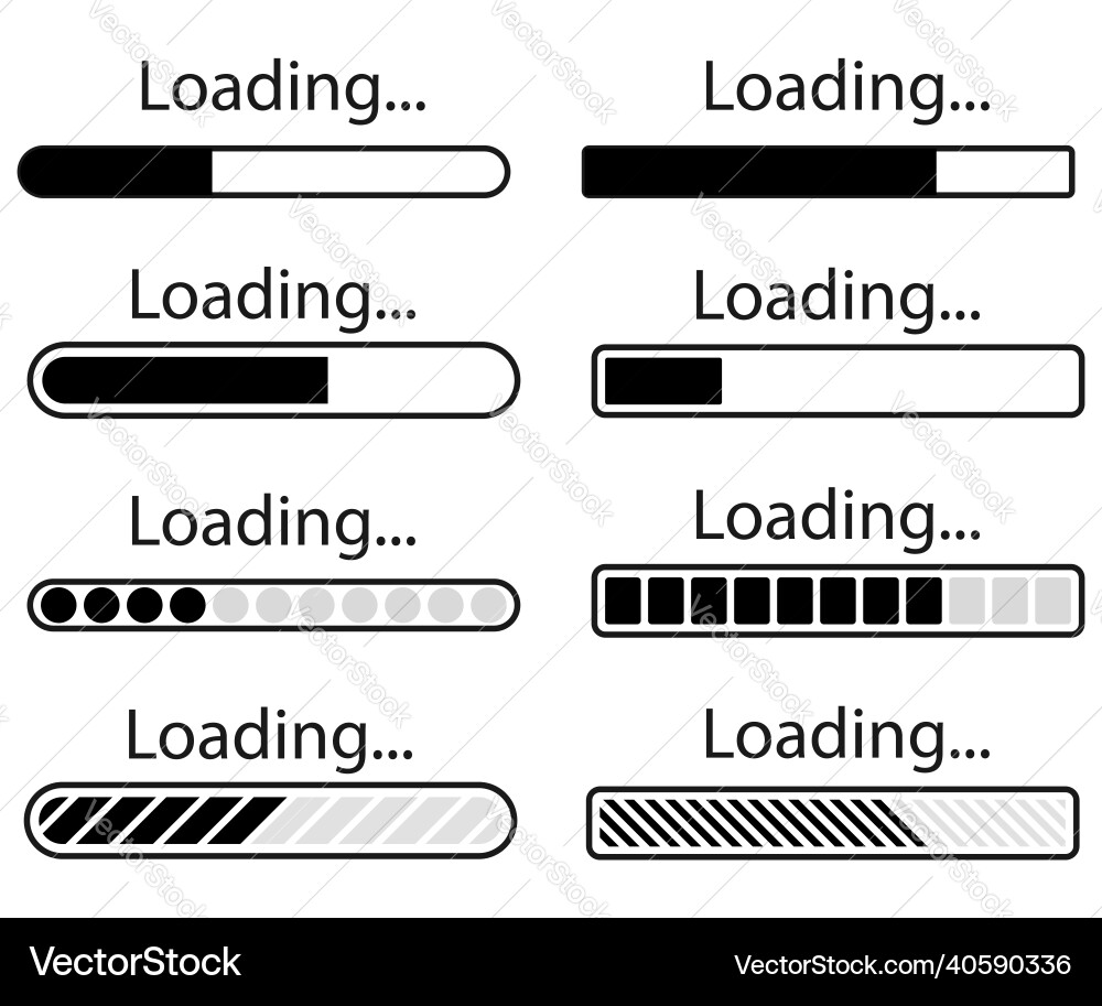 Set of loading icons load indicator sign waiting Vector Image