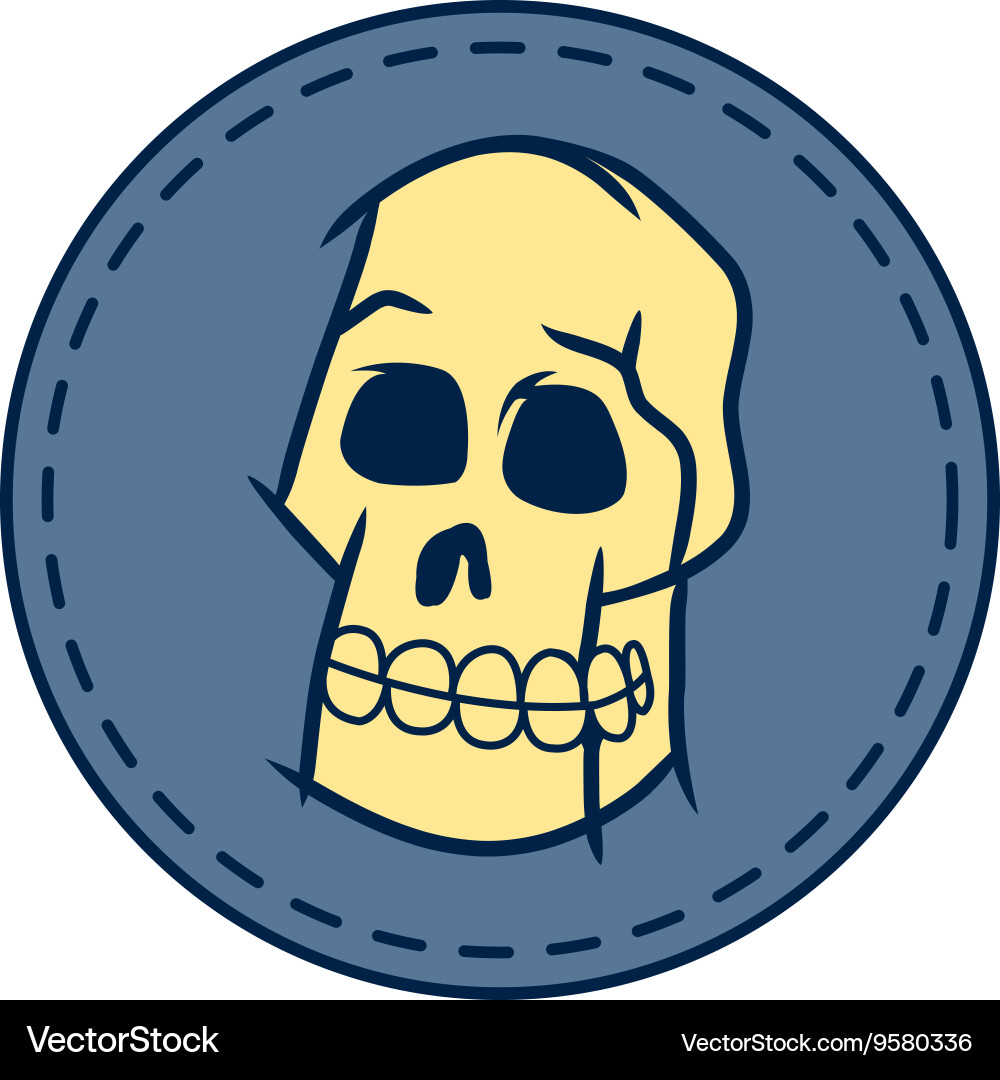Skull and circle patch in retro color Vector Image