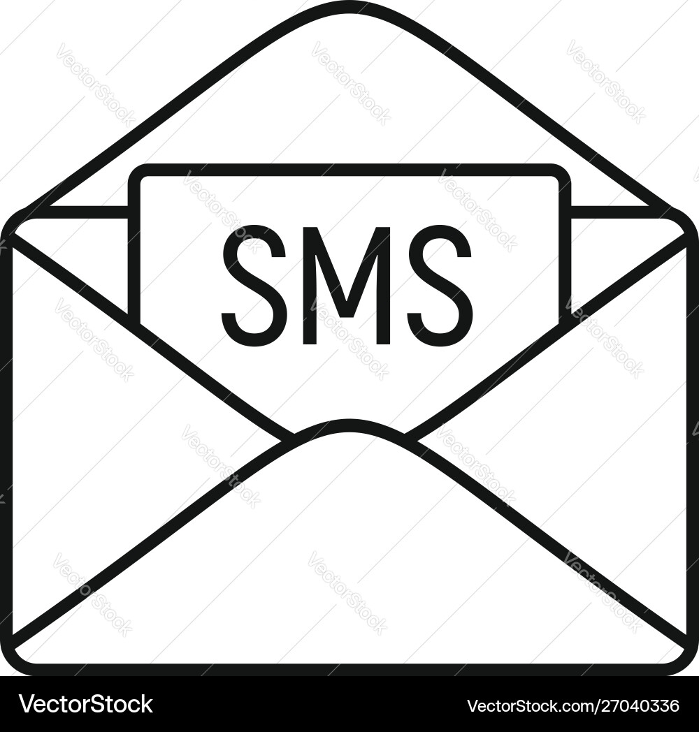 Sms inbox icon outline style vector image