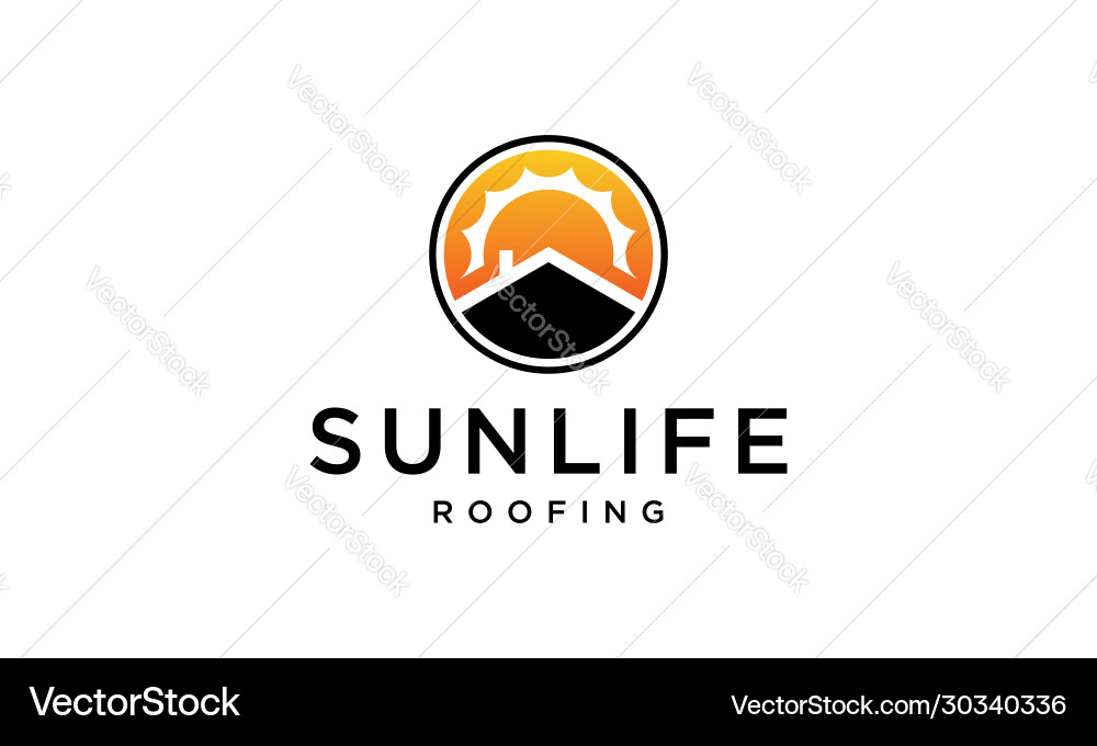 Sun & Roof Logo Concept Vector Image