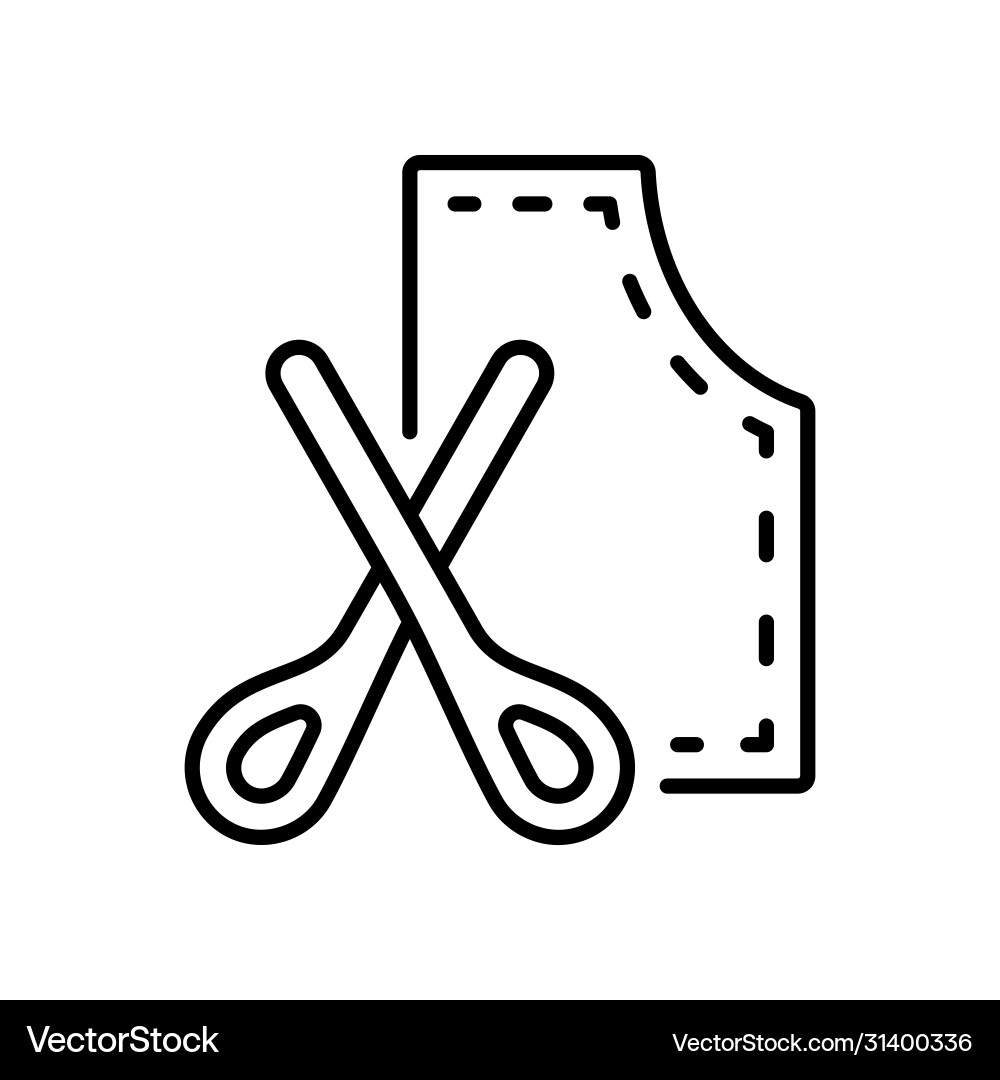 Tailors pattern and scissors linear icon Vector Image