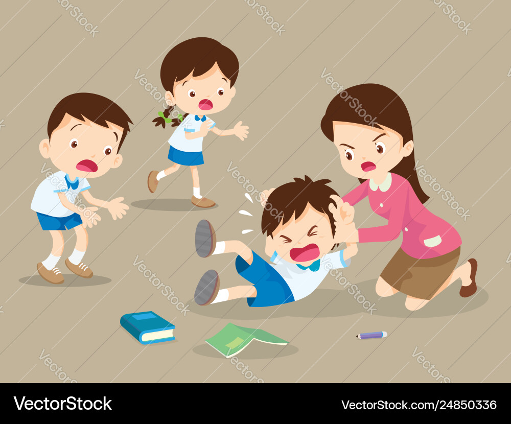 Teacher handle angry boy vector image