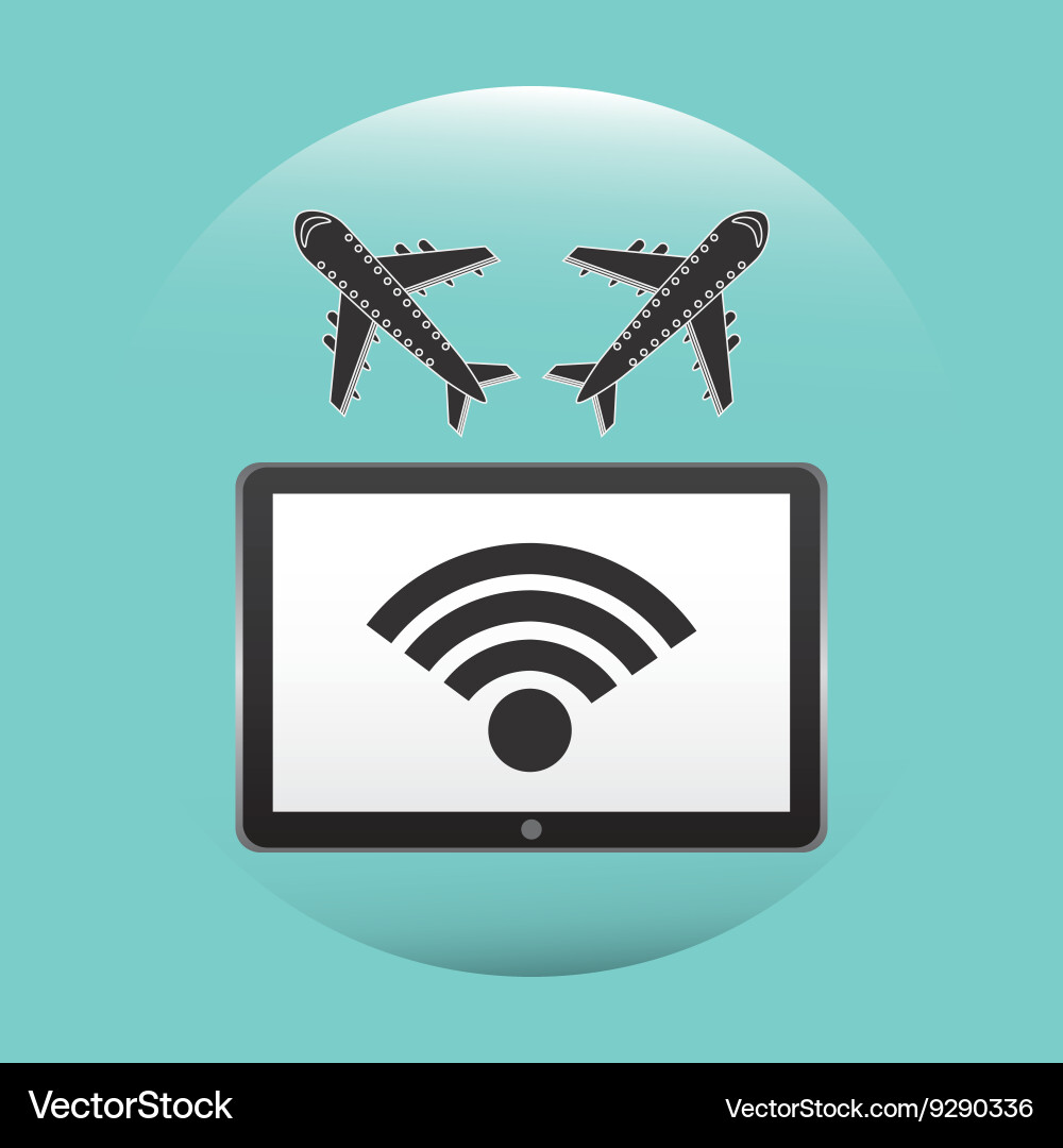 Wifi signal in flight design Vector Image