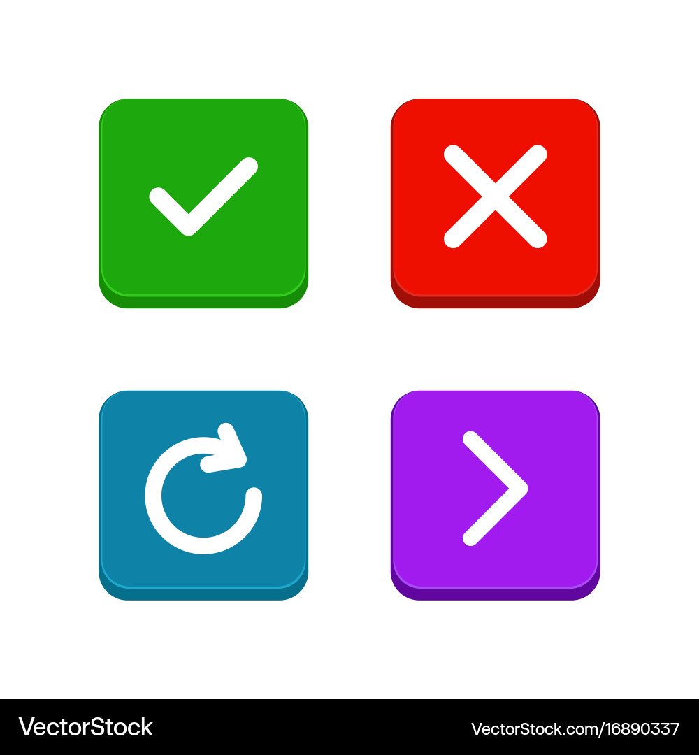 Check delete or close refresh arrow icons set vector image