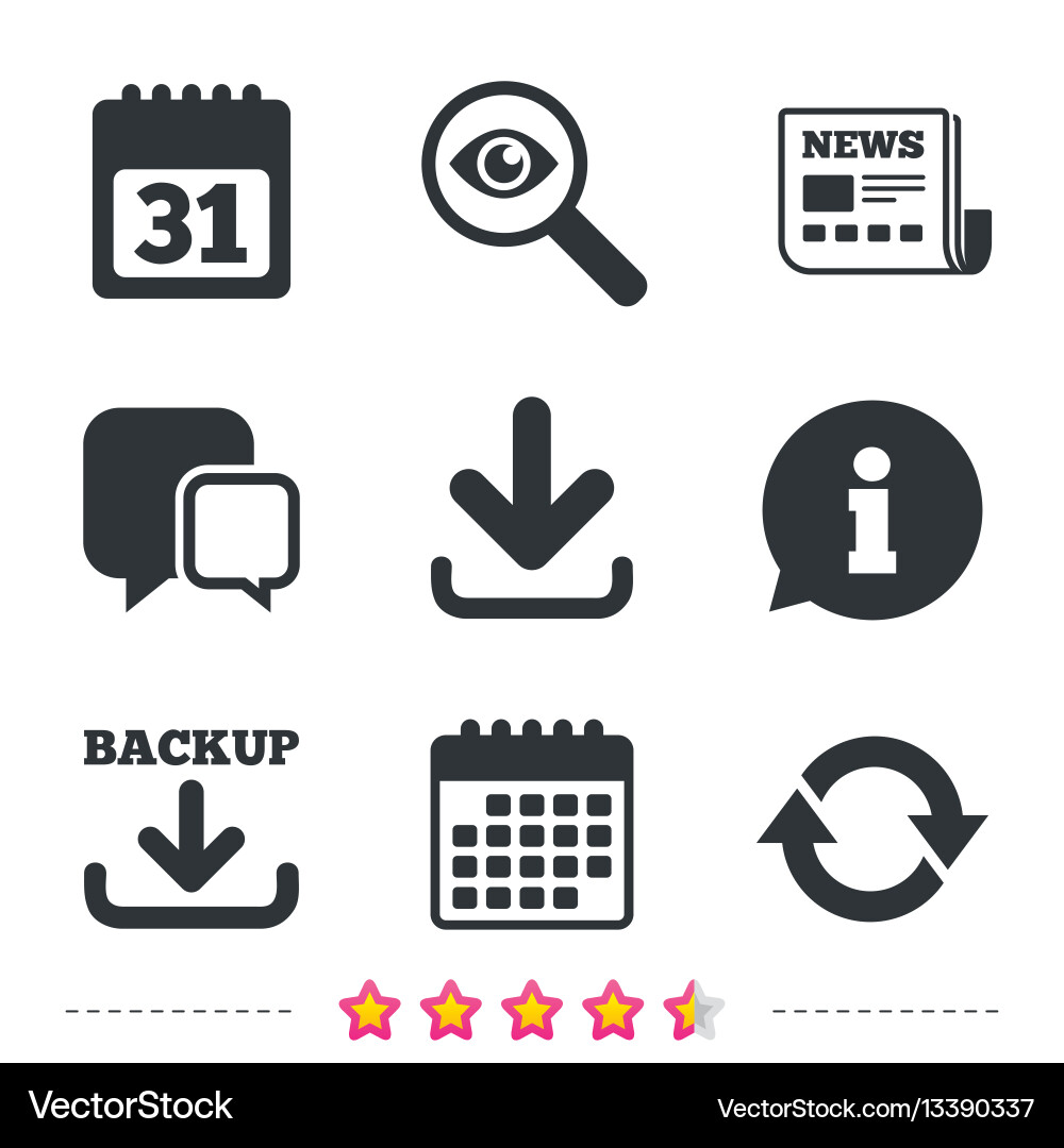 Data Backup & Download Icons Vector Image