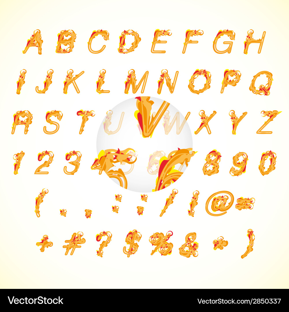 Flaming Script Alphabet vector image
