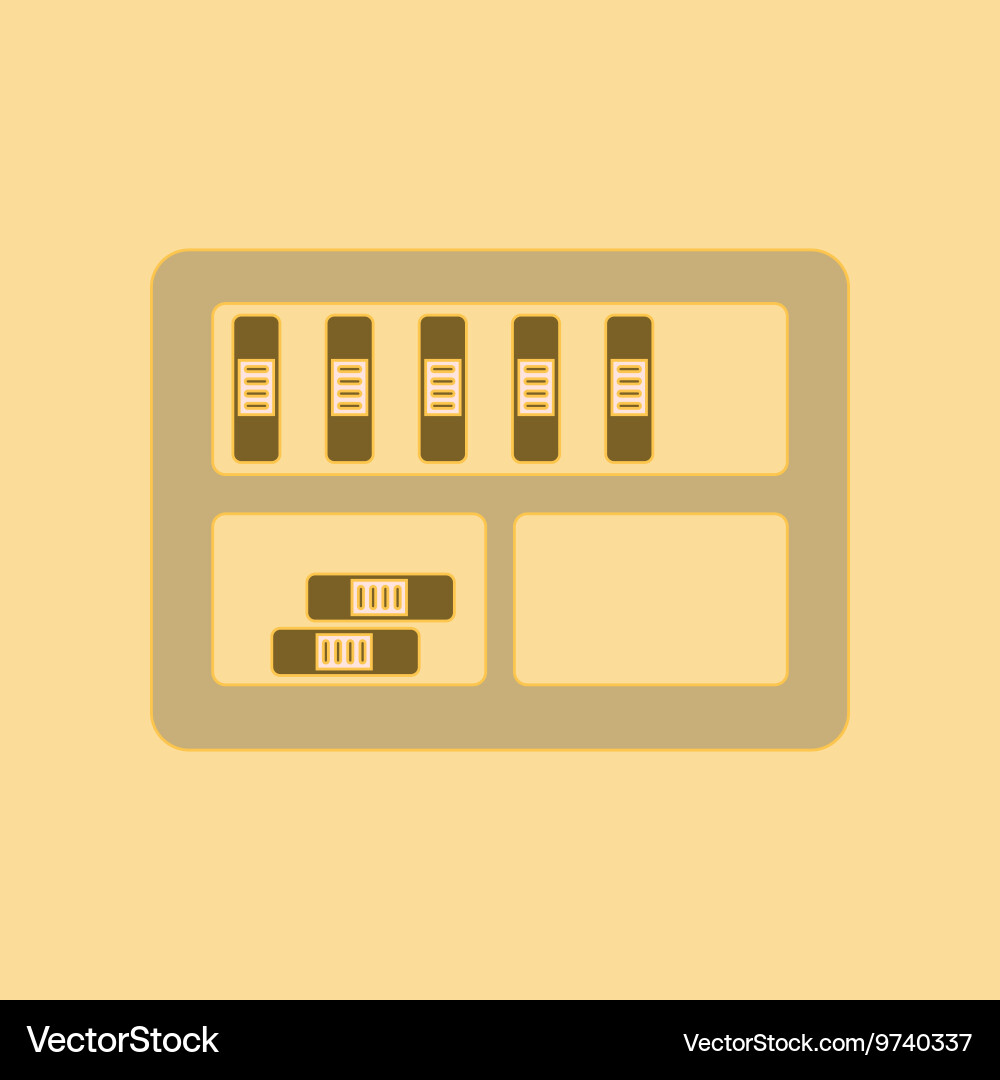 Flat icon with thin lines folder shelf vector image
