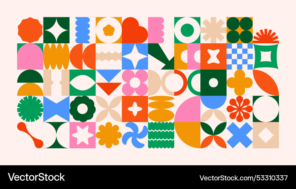 Geometric retro shapes background abstract color vector image