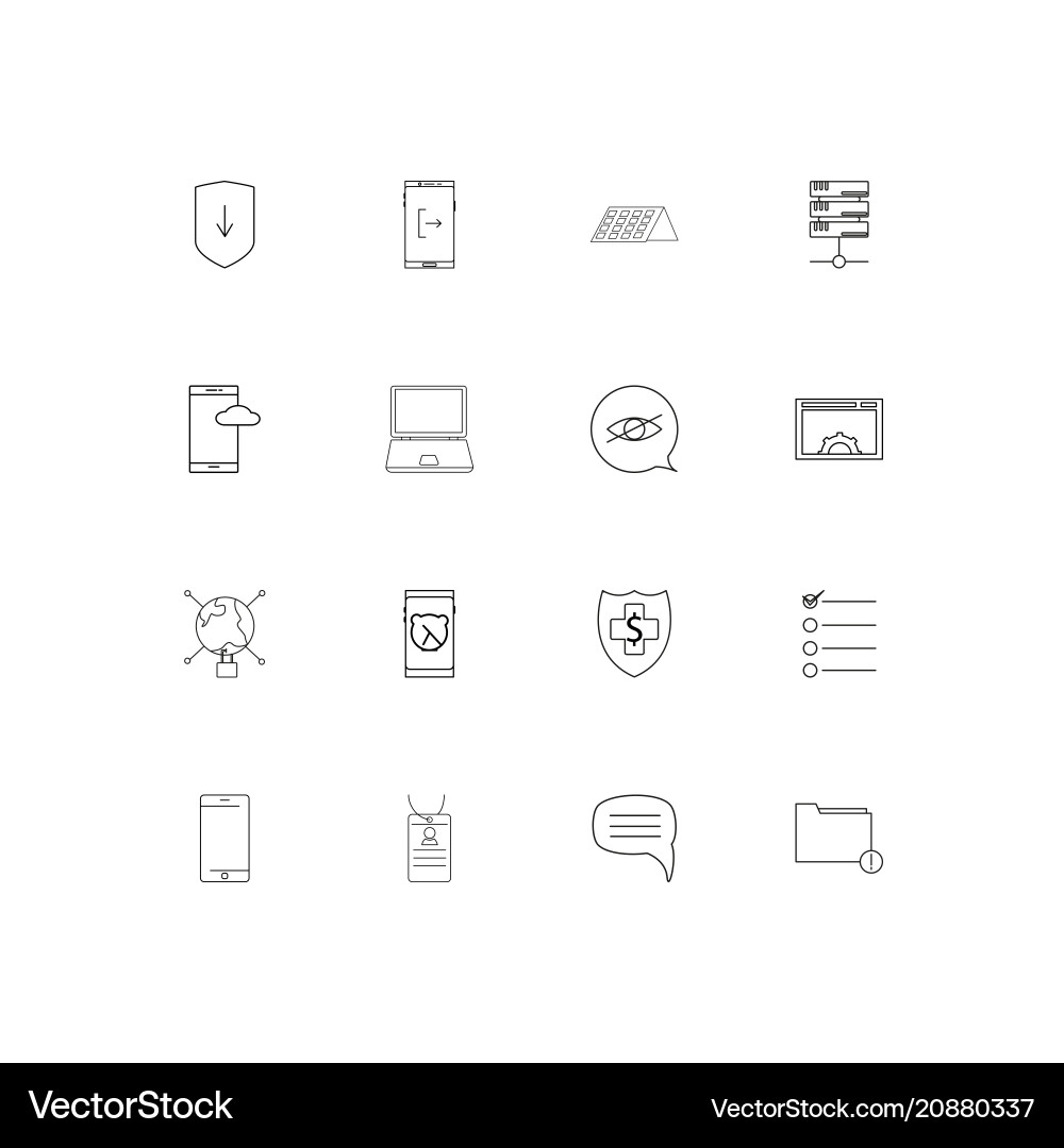 Internet technologies linear thin icons set vector image