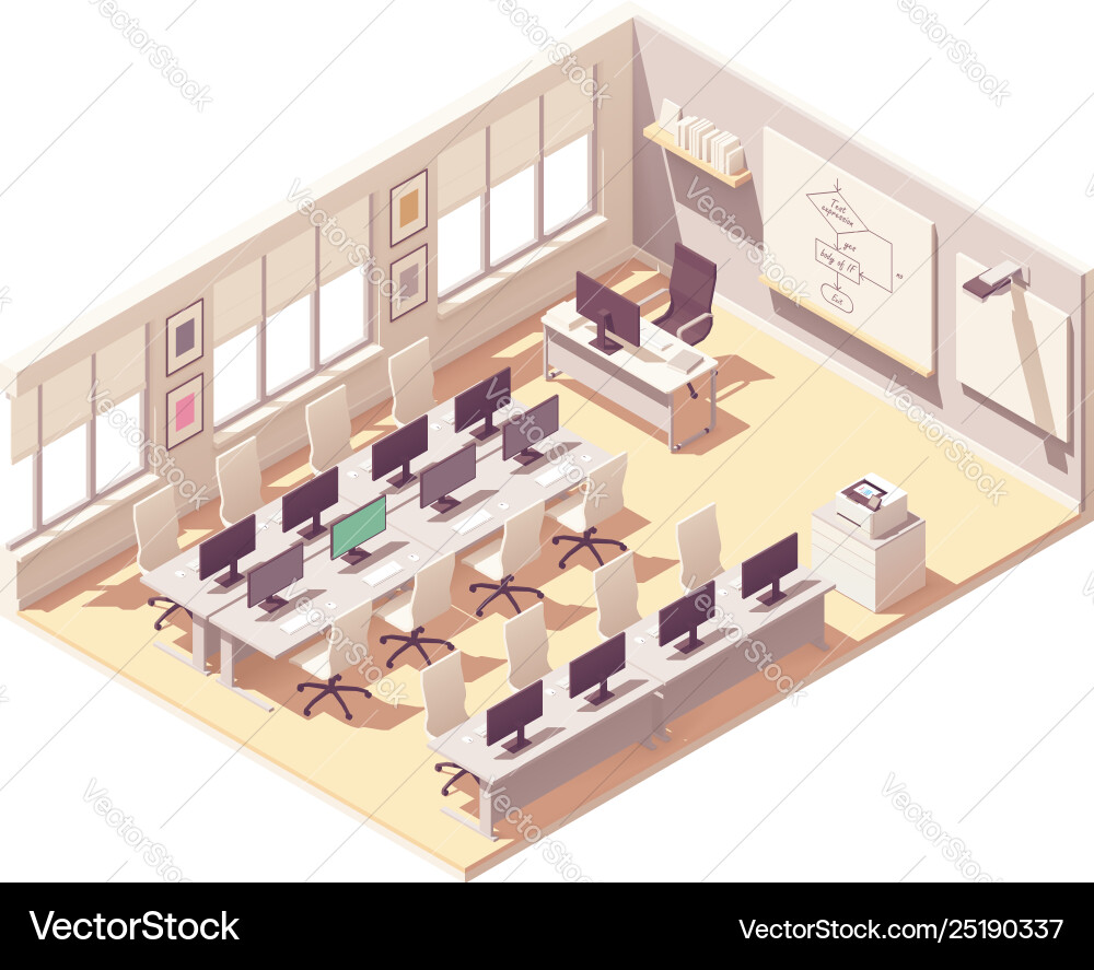 Isometric Computer Classroom vector image