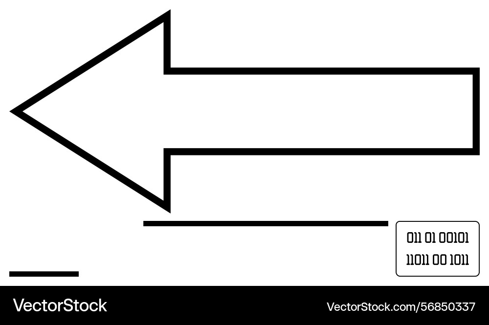 Leftward arrow with binary code for navigation Leftward arrow with binary code for navigation vector image