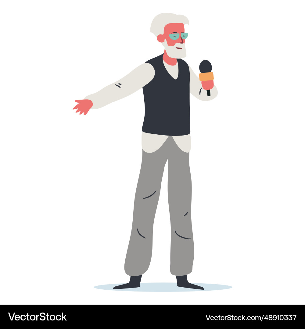 Man character with microphone Man character with microphone Vector Image