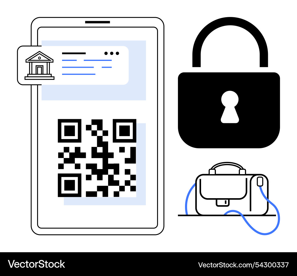 Mobile banking security with qr code padlock Mobile banking security with qr code padlock vector image