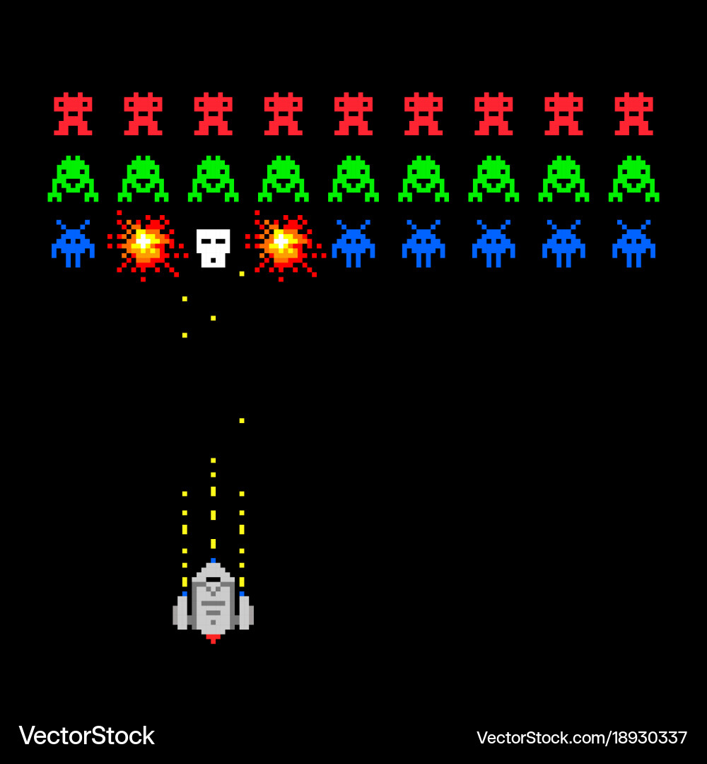 Pixel Space Invaders Game vector image