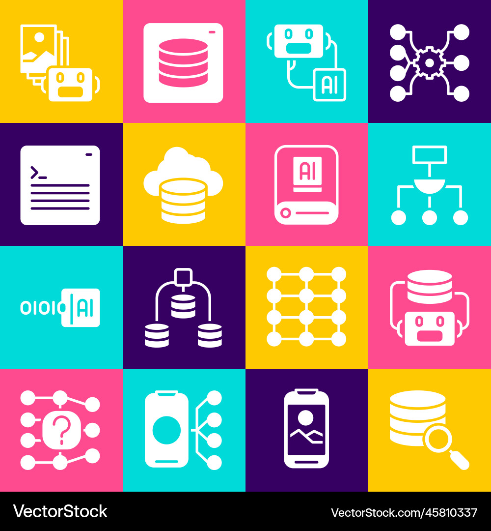 Set server artificial intelligence robot Set server artificial intelligence robot vector image