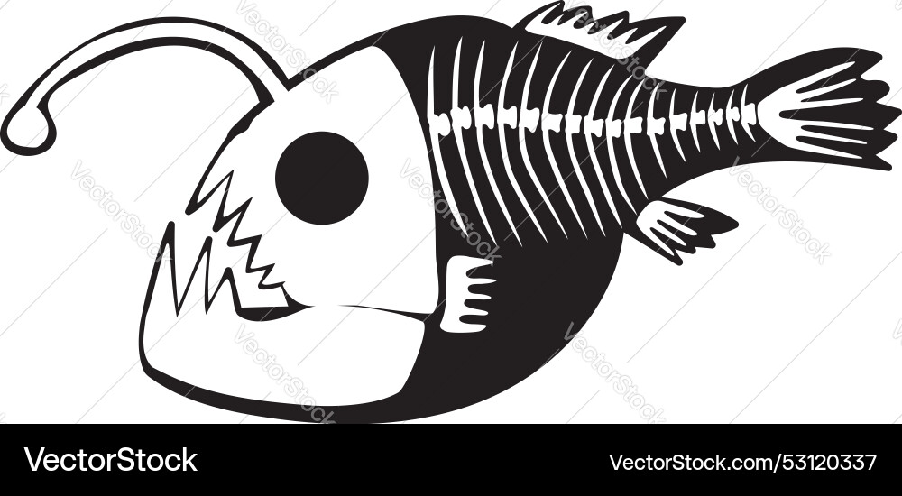 Silhouette sea fish angler roentgen skeleton bones Silhouette sea fish angler roentgen skeleton bones vector image
