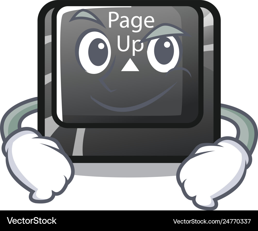 Smirking button page up isolated with character vector image