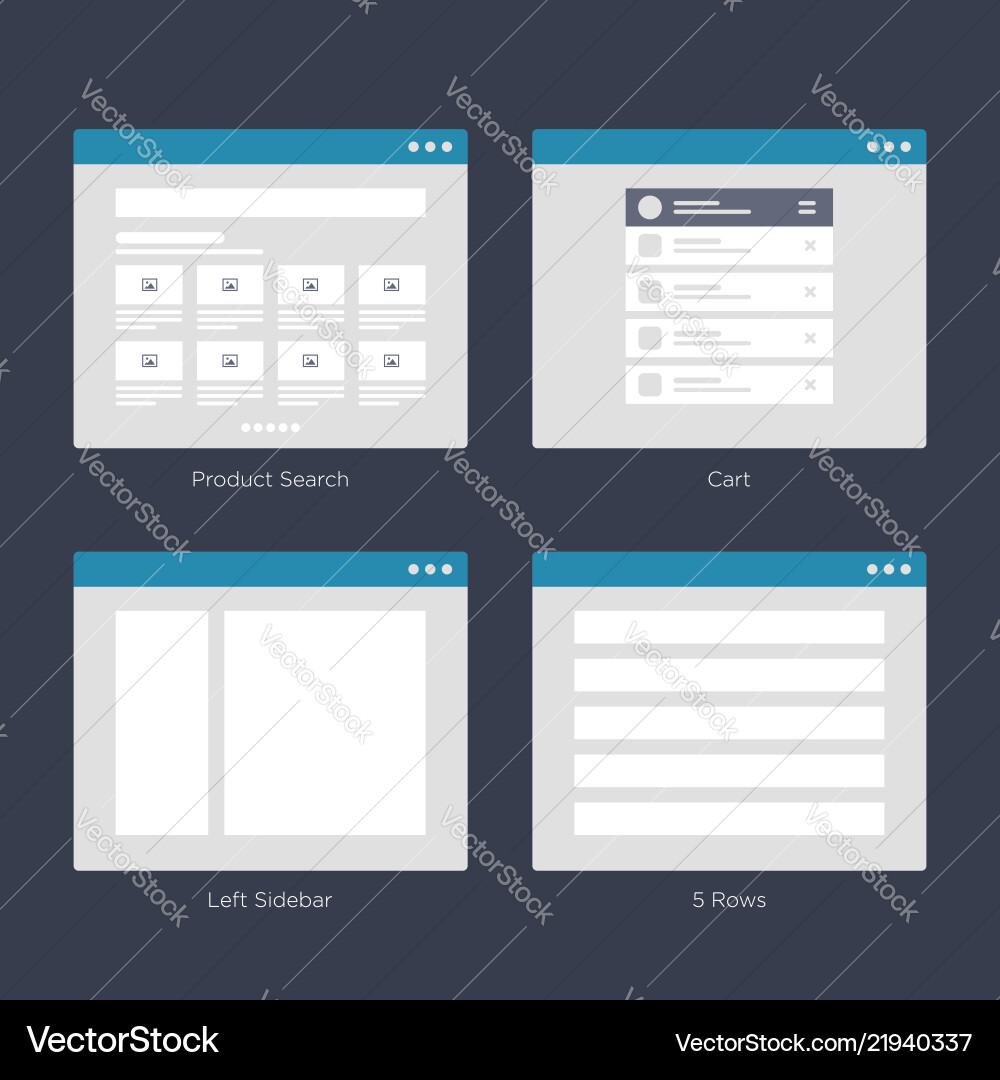 Website wireframe layouts ui kits for site map vector image
